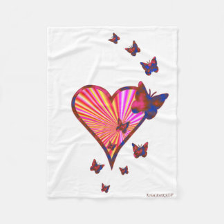 Couverture Polaire Rainbow heart and Butterfly