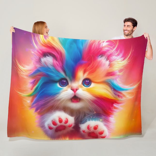 Couverture Polaire Rainbow Kitten (En situation)