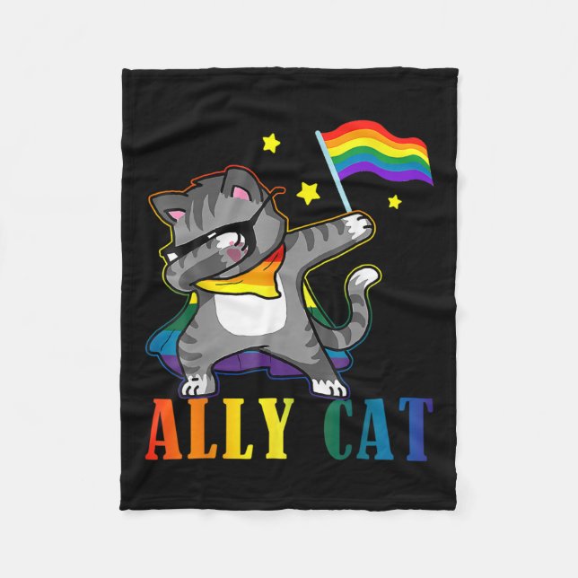 Couverture Polaire Rainbow Lgbt Fierté lesbienne Dabbing Chat (Devant)