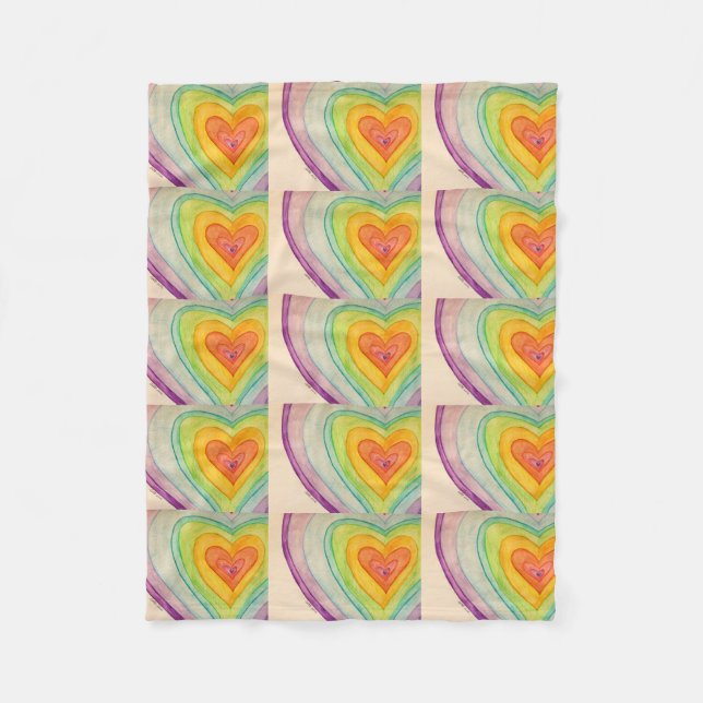 Couverture Polaire Rainbow Love Hearts Cosy Fleece Jeter Blanket (Devant)