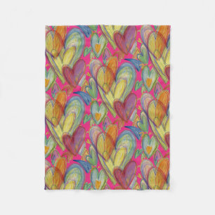 Couverture Polaire Rainbow Love Hearts Cosy Fleece Jeter Blanket