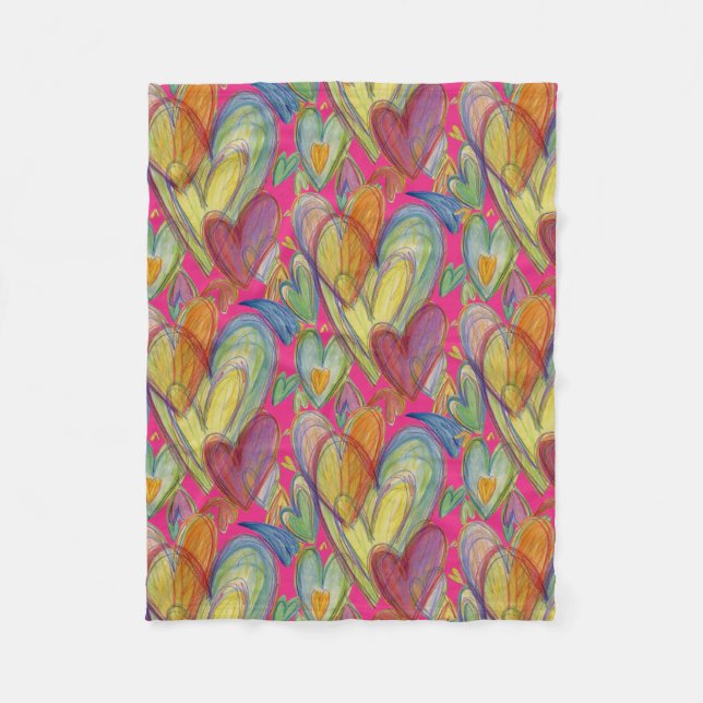 Couverture Polaire Rainbow Love Hearts Cosy Fleece Jeter Blanket (Devant)