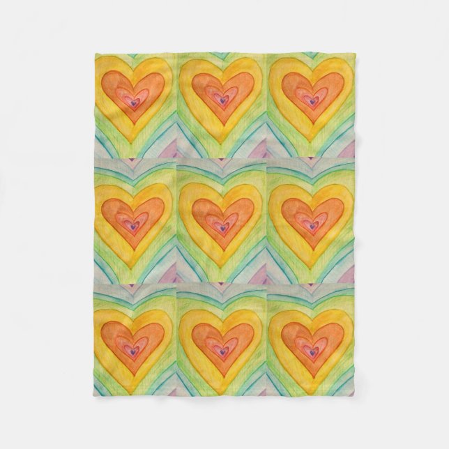 Couverture Polaire Rainbow Love Hearts Cosy Fleece Jeter Blanket (Devant)