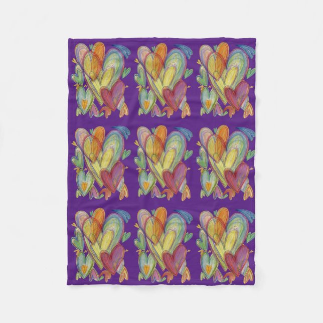 Couverture Polaire Rainbow Love Hearts Cosy Fleece Jeter Blanket (Devant)