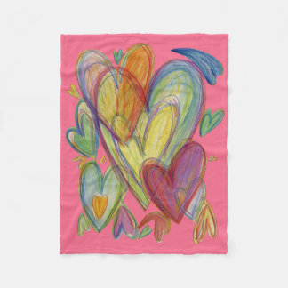 Couverture Polaire Rainbow Love Hearts Soft Fleece Jeter Blanket