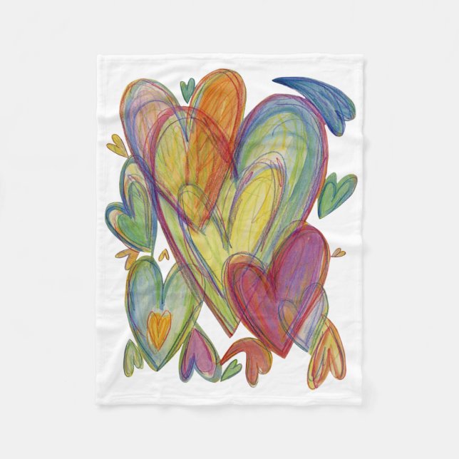 Couverture Polaire Rainbow Love Hearts Soft Fleece Jeter des couvertu (Devant)