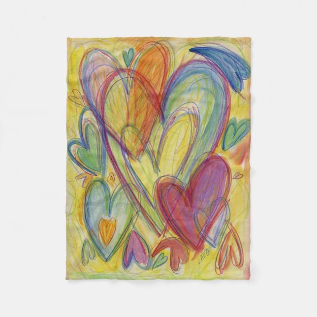 Couverture Polaire Rainbow Love Hearts Soft Fleece Throw Blankets (Devant)