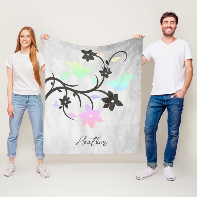 Couverture Polaire Rainbow Pastel Lovebirds Blanche polaire (En situation)