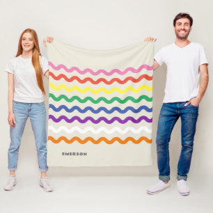 Couverture Polaire Rainbow Retro Pic Rac avec nom