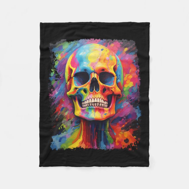 Couverture Polaire Rainbow Skeleton Anatomie effrayant Halloween (Devant)