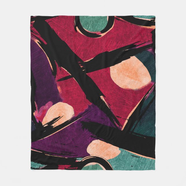 Couverture Polaire Rainbow Streaks : Texture acrylique Abstraite (Devant)