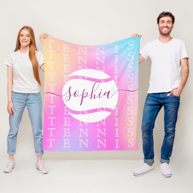 Couverture Polaire Rainbow Tennis Typographie Ball & Girl Players Enf (En situation)