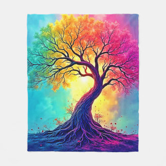 Couverture Polaire Rainbow Tree: Roots of Infinite Hope Art