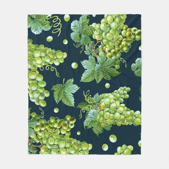 Couverture Polaire Raisin vert : Aquarelle Motif foncé (Devant)