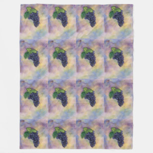 Couverture Polaire Raisins de vin rouge Peinture d'art sur mesure Bla