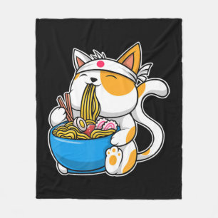 Couverture Polaire Ramen Cute Chat Kawaii Anime Nourriture Japonaise