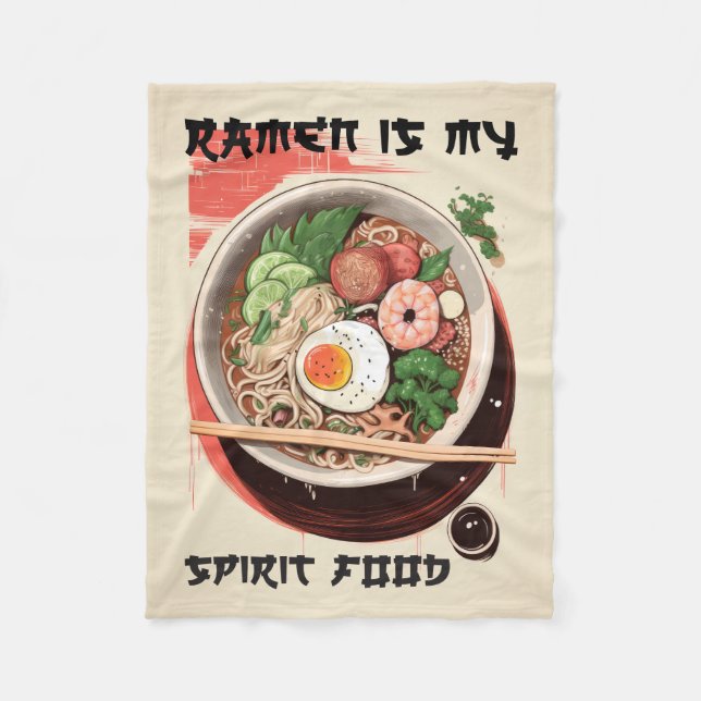Couverture Polaire Ramen Est Mon Esprit Nourriture Cuisine Blanche (Devant)