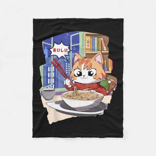 Couverture Polaire Ramen Kawaii Cat Anime (Devant)