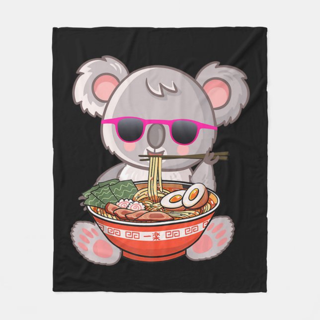 Couverture Polaire Ramen Koala Anime Otaku Japonais Nouilles Cadeau F (Devant)