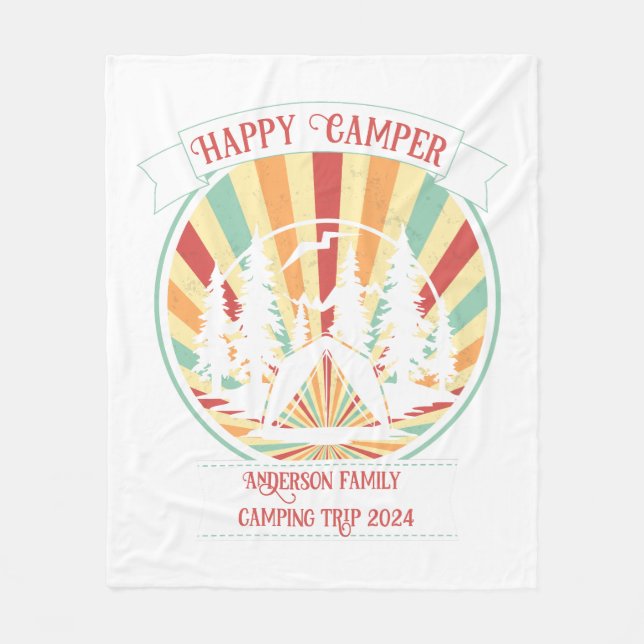 Couverture Polaire Rapprochement de camping de famille personnalisabl (Devant)