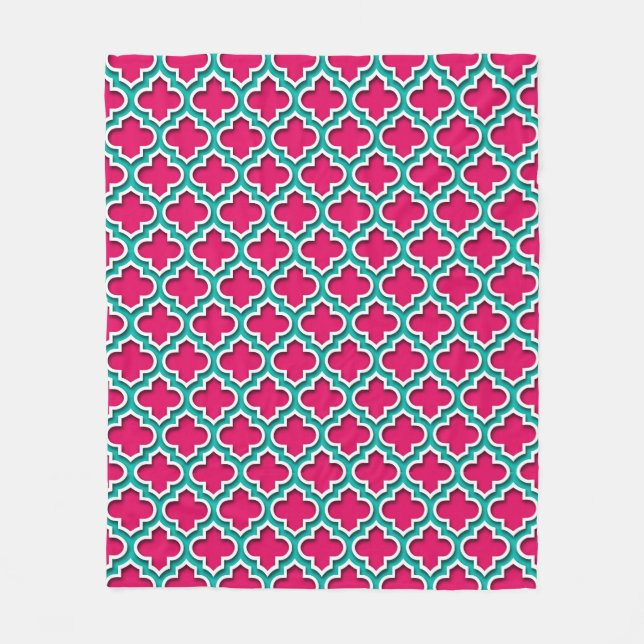 Couverture Polaire Raspberry Teal White Moroccan (Devant)