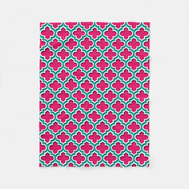 Couverture Polaire Raspberry Teal White Moroccan (Devant)