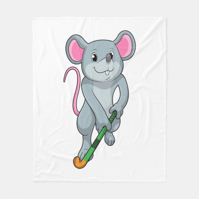 Couverture Polaire Rat au hockey avec chauve-souris de hockey (Devant)
