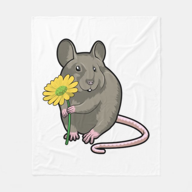 Couverture Polaire Rat avec fleurs jaunes (Devant)