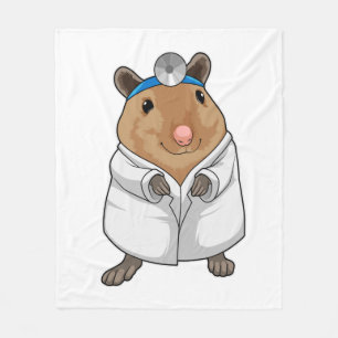 Couverture Polaire Rat en tant que docteur avec une blouse de médecin