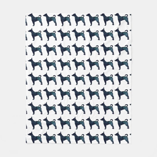 Couverture Polaire Rat Terrier Aquarelle noire Chien race Silhouette (Devant)