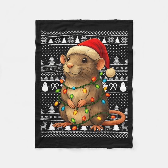 Couverture Polaire Rat Ugly Christmas Santa Costume Family Xmas Women (Devant)