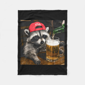 Couverture Polaire Raton laveur buvant de la bière Mème drôle Hommes