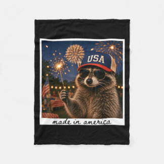 Couverture Polaire Raton laveur drôle 4 juillet félin patriotique rat