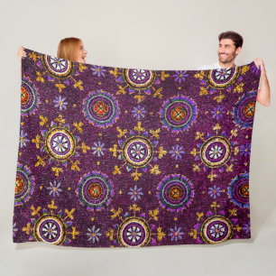 COUVERTURE POLAIRE RAVENNA BYZANTINE MOSAICS, STAR PURPLE STARRY NIGH