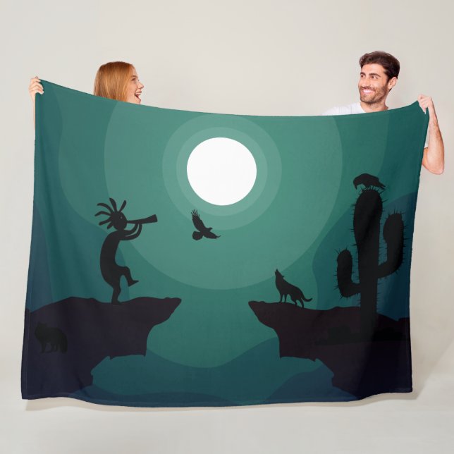 Couverture Polaire Ravens Wolves Animaux Kokopelli Sud-ouest (En situation)