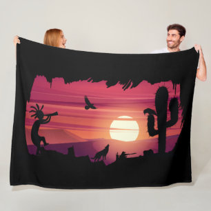Couverture Polaire Ravens Wolves Animaux Kokopelli Sud-ouest