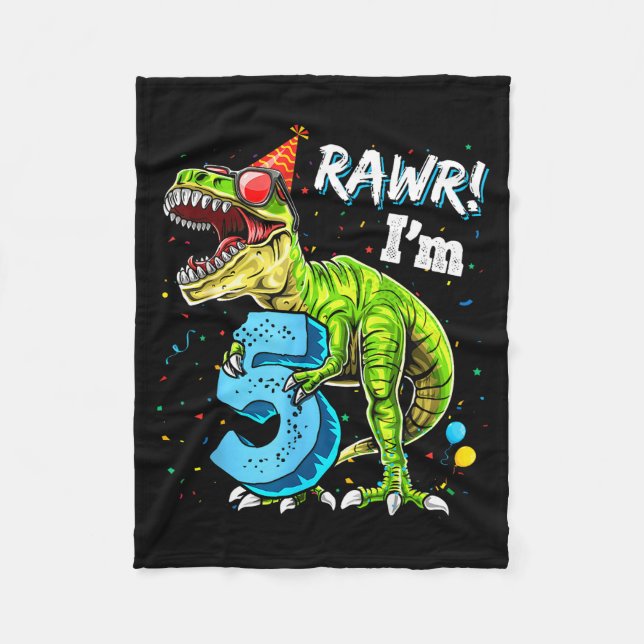Couverture Polaire Rawr I'm 5 5th Birthday T Rex Dinosaur Funny Party (Devant)
