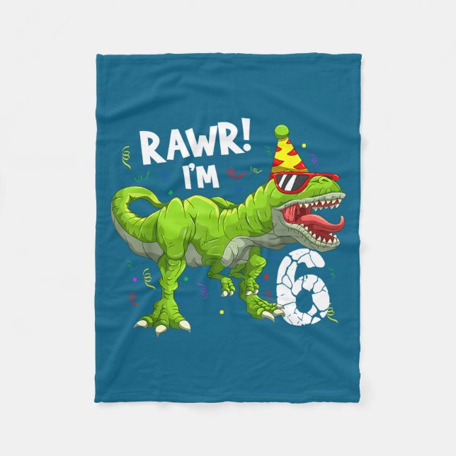 Couverture Polaire Rawr I'm 6 6th Birthday T Rex Dinosaur Funny Party (Devant)