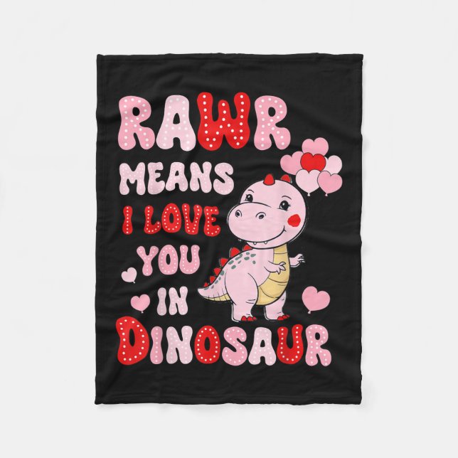 Couverture Polaire Rawr Signifie Que Je T'Aime Dans Le Coeur Dinosaur (Devant)