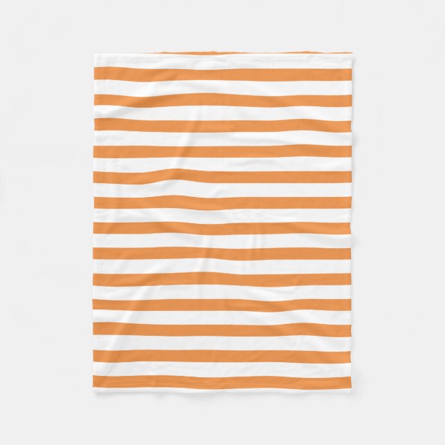 Couverture Polaire Rayure horizontale orange et blanche (Devant)