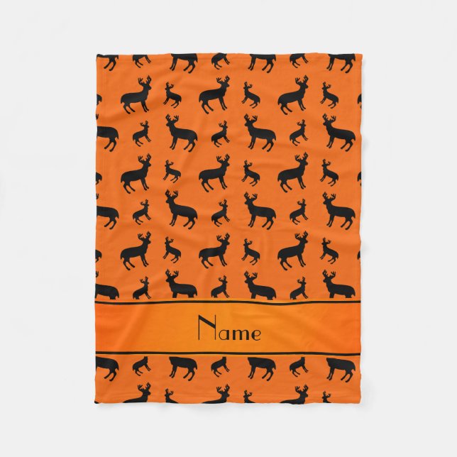 Couverture Polaire Rayure orange nommée personnalisée d'orange de (Devant)