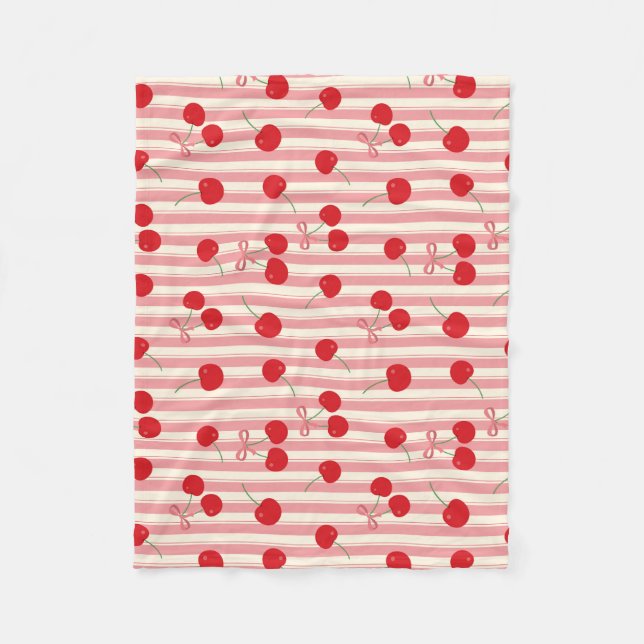 Couverture Polaire Rayure Ruban Cerise (Devant)