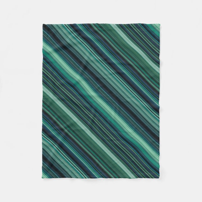 Couverture Polaire Rayures Bleu Aqua et Sarcelle (Devant)