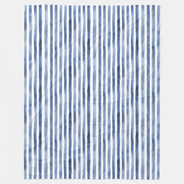 Couverture Polaire Rayures Bleu Blanc  (Devant)
