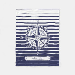 Couverture Polaire Rayures bleues de rose de boussole