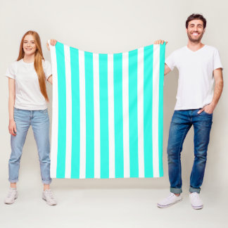 Couverture Polaire Rayures bleues et blanches d'hiver