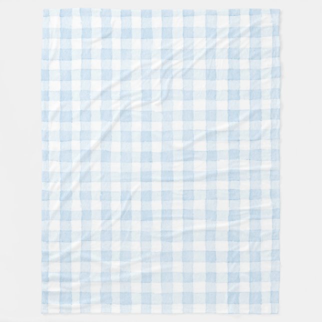 Couverture Polaire Rayures carreaux bleu clair blanc  (Devant)