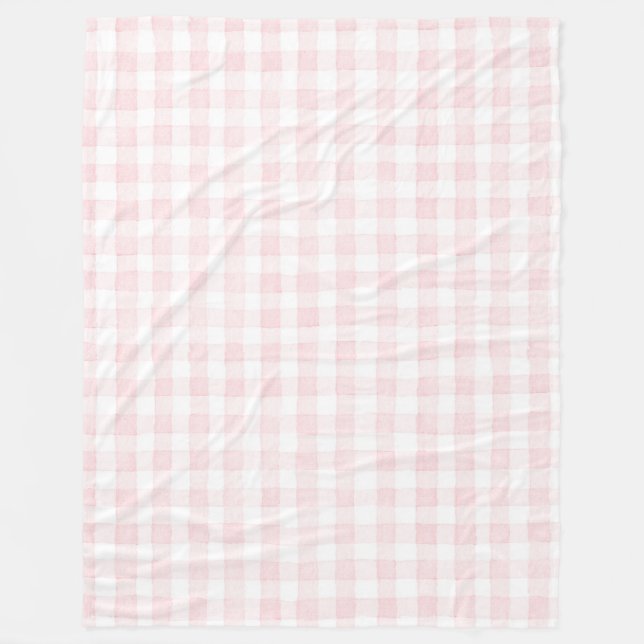 Couverture Polaire Rayures carreaux rose blanc   (Devant)
