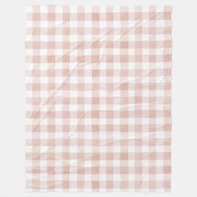 Couverture Polaire Rayures carreaux rose blush (Devant)