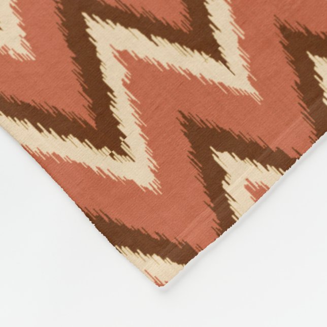 Couverture Polaire Rayures chevron Ikat - Rouille, Marron et Beige (Coin)